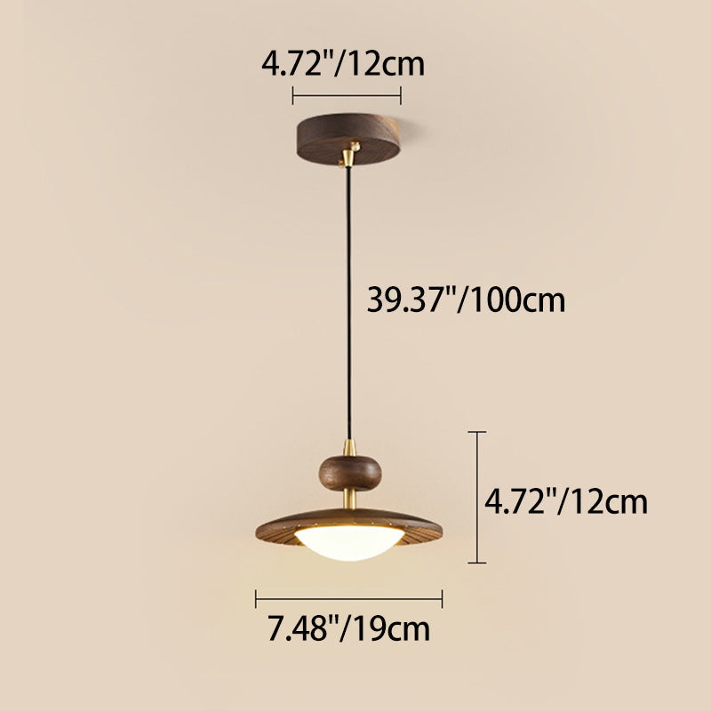 Traditional Vintage Round Disc Oval Iron Hardware Acrylic LED Pendant Light For Bedroom