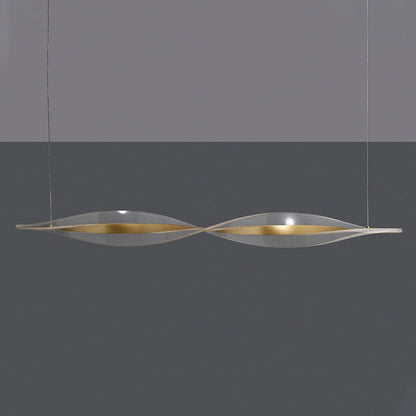 Traditional Luxury Wavy Line Iron Acrylic LED Chandelier Island Light For Dining Room