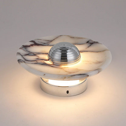 Contemporary Nordic Round Iron Marble LED Wall Sconce Lamp For Bedroom