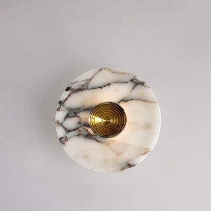 Contemporary Nordic Round Iron Marble LED Wall Sconce Lamp For Bedroom