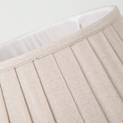 Traditional Chinese Pattern Pleated Cylindrical Copper Ceramic Fabric 1-Light Table Lamp For Bedroom