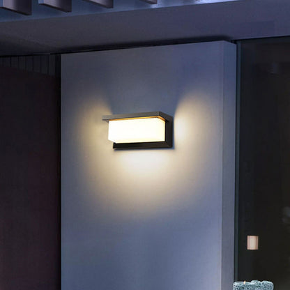 Modern Minimalist Waterproof Rectangle Aluminum Acrylic LED Outdoor Wall Sconce Lamp For Gardens