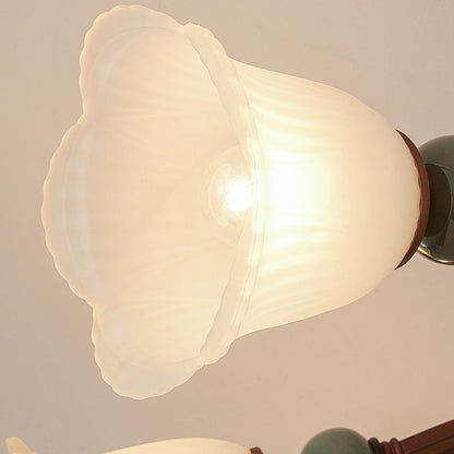 Traditional Vintage Multi-Flower Metal Glass 4/7/9/11-Light Semi-Flush Mount Ceiling Light For Living Room