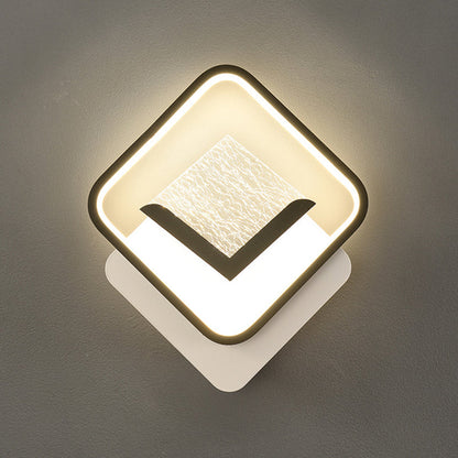 Modern Minimalist Diamond Feather Crack Pattern Iron Acrylic PVC LED Wall Sconce Lamp For Bedroom