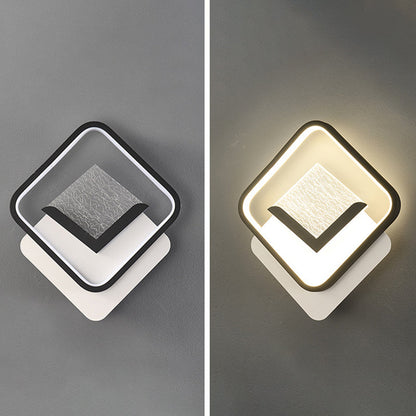 Modern Minimalist Diamond Feather Crack Pattern Iron Acrylic PVC LED Wall Sconce Lamp For Bedroom