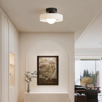 Contemporary Nordic Round Ball Copper Glass 1-Light Semi-Flush Mount Ceiling Light For Hallway