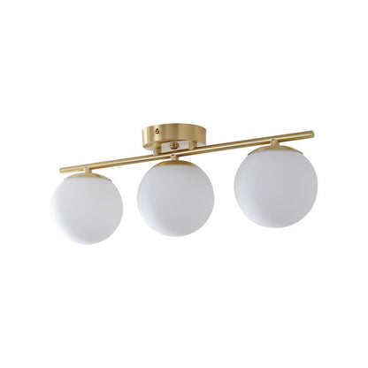 Modern Minimalist Long Ball-Shaped Iron Glass 2/3-Light Semi-Flush Mount Ceiling Light For Hallways