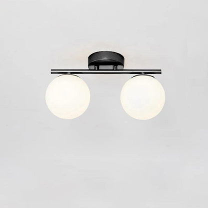 Modern Minimalist Long Ball-Shaped Iron Glass 2/3-Light Semi-Flush Mount Ceiling Light For Hallways
