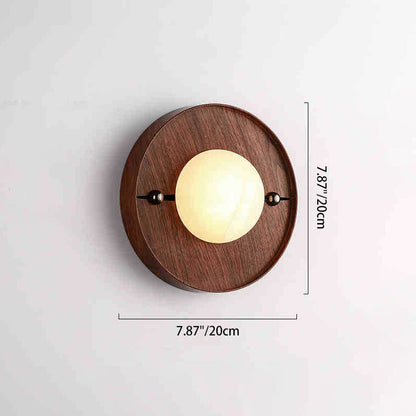 Traditional Vintage Round Striped Metal Marble LED Wall Sconce Lamp For Bedroom