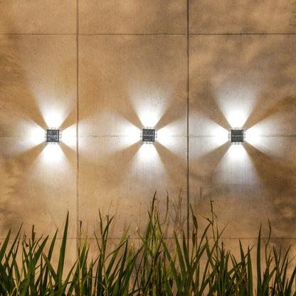 Modern Minimalist Solar Waterproof Square ABS PS LED Outdoor Wall Sconce Lamp For Garden
