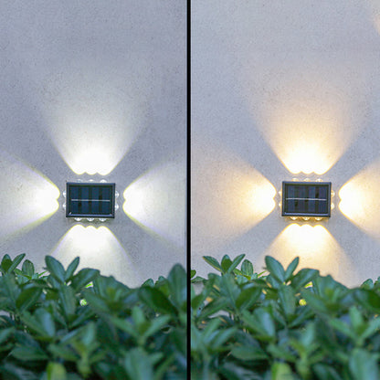 Modern Minimalist Solar Waterproof Square ABS PS LED Outdoor Wall Sconce Lamp For Garden