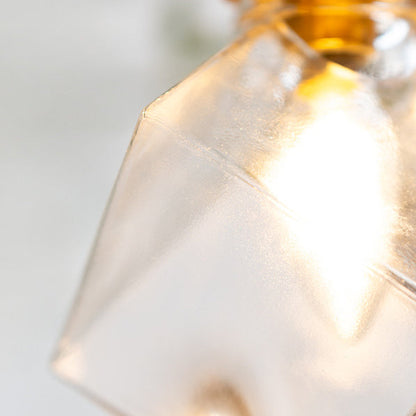 Modern Minimalist Square Metal Glass Copper 1-Light Pendant Light For Living Room