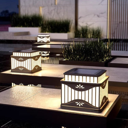 Modern Minimalist Waterproof Solar Square Striped Stainless Steel PE LED Outdoor Light Landscape Light For Gardens