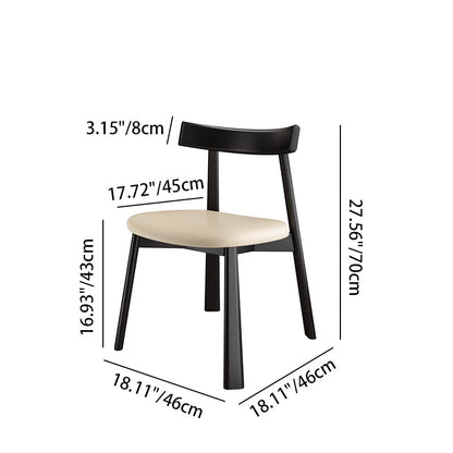 Modern Minimalist Smooth Curved Seating Design Solid Wood Plywood Oil-Waxed Leather Dining Chair With Backrest For Dining Room & Kitchen