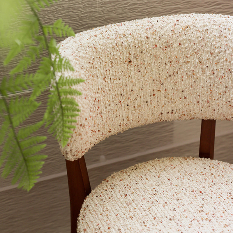 Traditional French Round Cushion Color-Spun Fabric Solid Ash Wood Dining Chair With Backrest For Dining Room & Kitchen