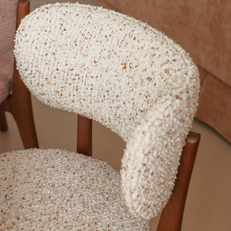Traditional French Round Cushion Color-Spun Fabric Solid Ash Wood Dining Chair With Backrest For Dining Room & Kitchen