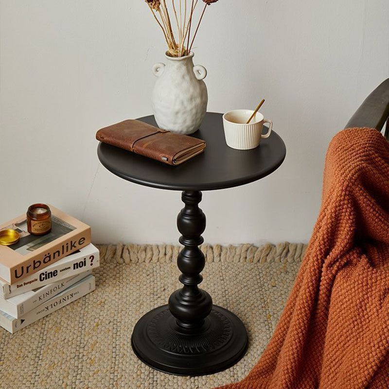 Traditional French Round Wrought Iron End Table 1-Tier For Living Room