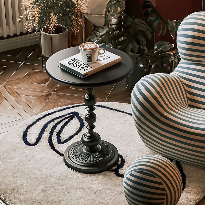 Traditional French Round Wrought Iron End Table 1-Tier For Living Room