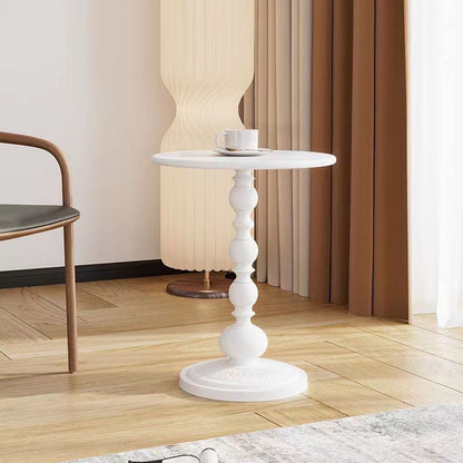 Traditional French Round Wrought Iron End Table 1-Tier For Living Room