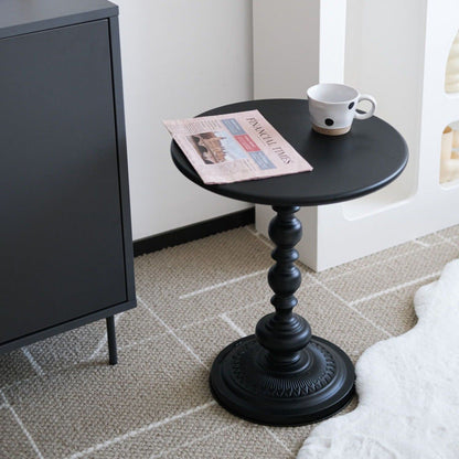 Traditional French Round Wrought Iron End Table 1-Tier For Living Room