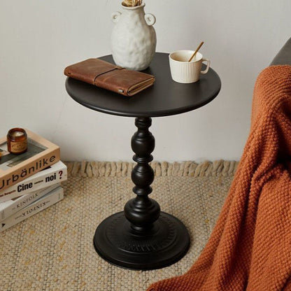 Traditional French Round Wrought Iron End Table 1-Tier For Living Room