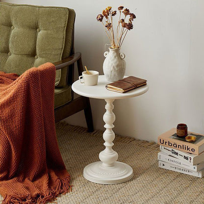 Traditional French Round Wrought Iron End Table 1-Tier For Living Room