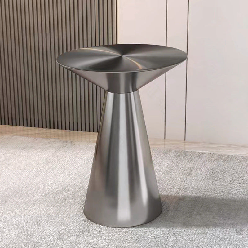 Modern Minimalist Stainless Steel Mushroom-Shaped Round Coffee Table 1-Tier For Living Room & Cafe