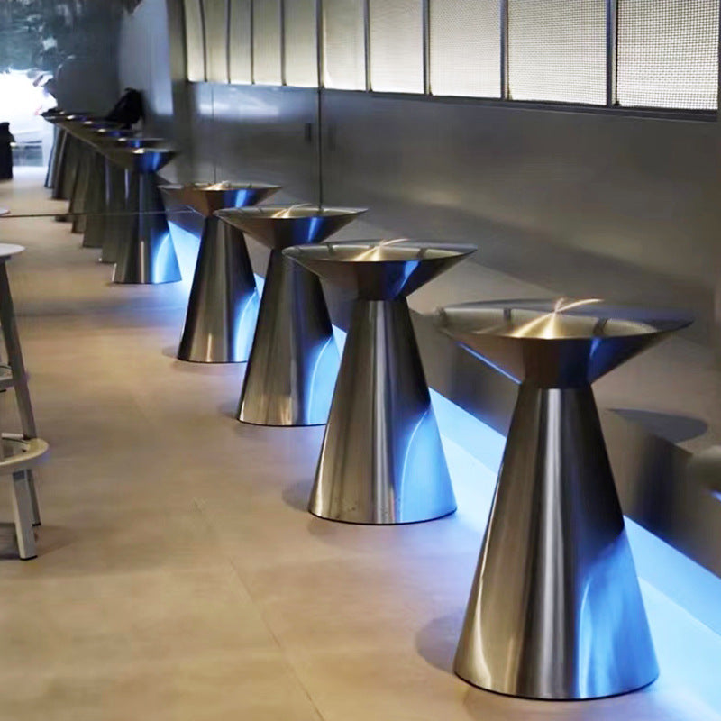 Modern Minimalist Stainless Steel Mushroom-Shaped Round Coffee Table 1-Tier For Living Room & Cafe