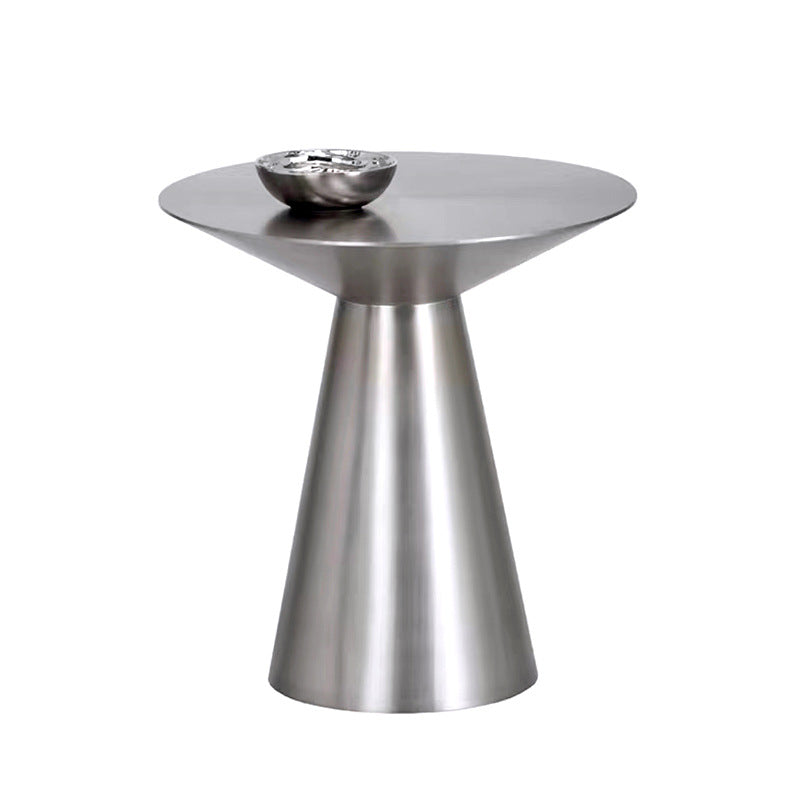 Modern Minimalist Stainless Steel Mushroom-Shaped Round Coffee Table 1-Tier For Living Room & Cafe