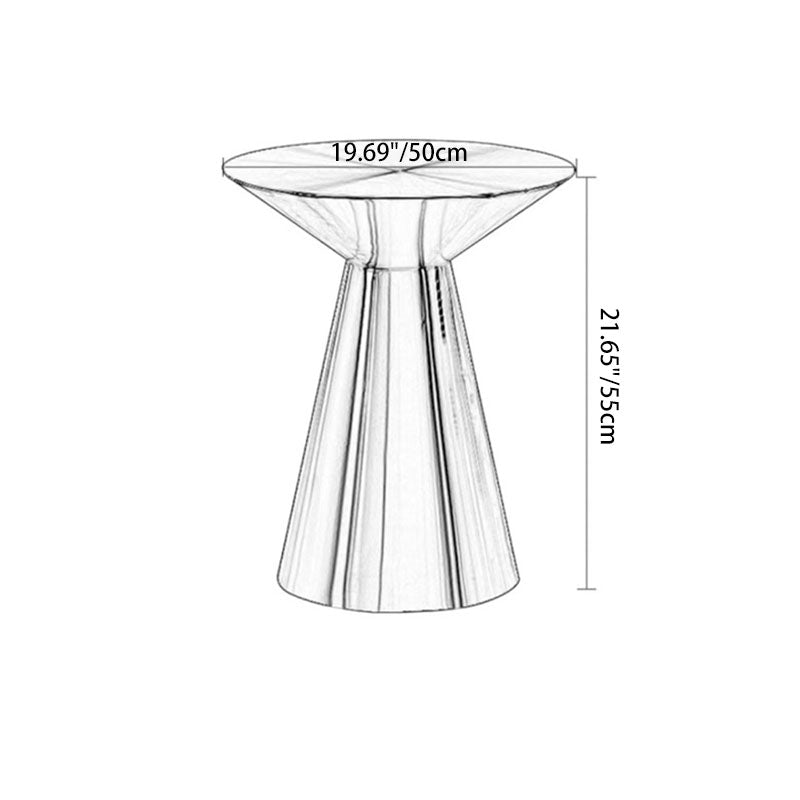 Modern Minimalist Stainless Steel Mushroom-Shaped Round Coffee Table 1-Tier For Living Room & Cafe