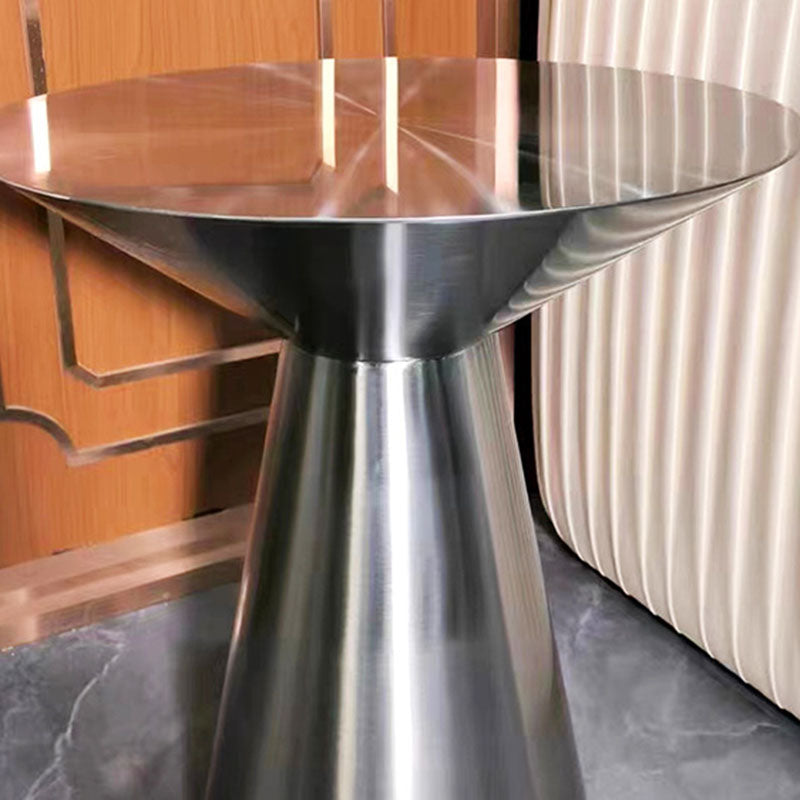Modern Minimalist Stainless Steel Mushroom-Shaped Round Coffee Table 1-Tier For Living Room & Cafe