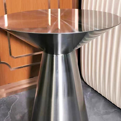 Modern Minimalist Stainless Steel Mushroom-Shaped Round Coffee Table 1-Tier For Living Room & Cafe