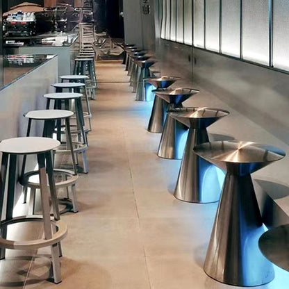 Modern Minimalist Stainless Steel Mushroom-Shaped Round Coffee Table 1-Tier For Living Room & Cafe