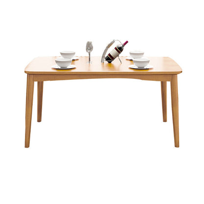 Contemporary Nordic Solid Wood Microfiber Leather Square Dining Table & Chair Set For 4/6 Seats