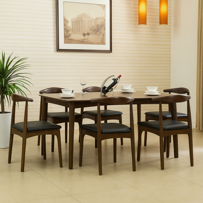 Contemporary Nordic Solid Wood Microfiber Leather Square Dining Table & Chair Set For 4/6 Seats