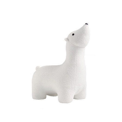 Contemporary Creative Polar Bear Solid Wood Sherpa Fabric Kids Stool Movable For Living Room