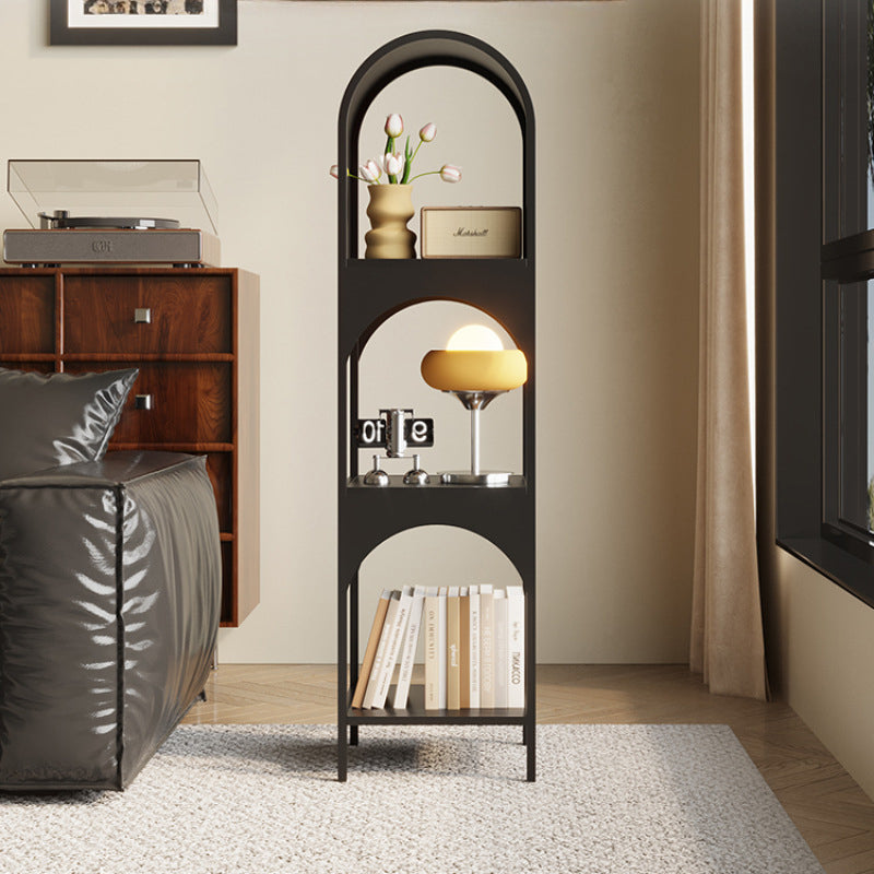 Contemporary Nordic Iron Openwork Design Corner Display Rack for Living Room Bedroom and Office Storage