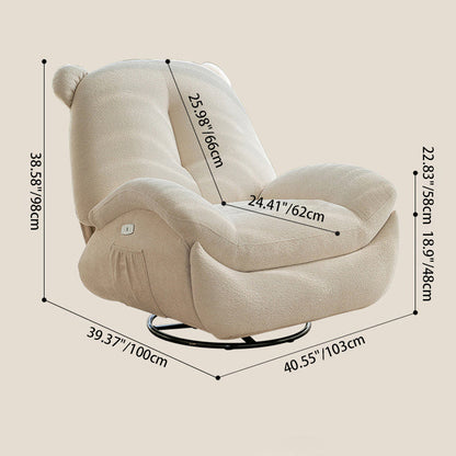 Modern Minimalist Bear-Shaped Titanium Alloy Solid Wood Wrought Iron Chenille Velvet Faux Leather Recliner With Backrest Footrest for Living Room