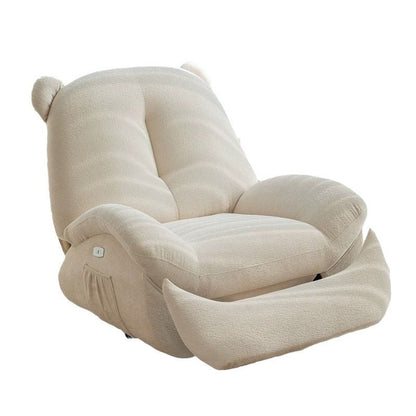 Modern Minimalist Bear-Shaped Titanium Alloy Solid Wood Wrought Iron Chenille Velvet Faux Leather Recliner With Backrest Footrest for Living Room