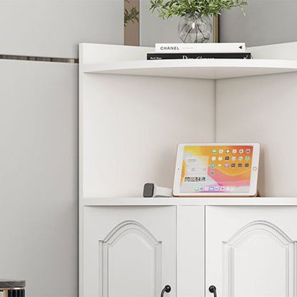 Contemporary Nordic Triangular Particle Board Corner Shelf Unit With 2-Cabinet 2-Tier For Living Room
