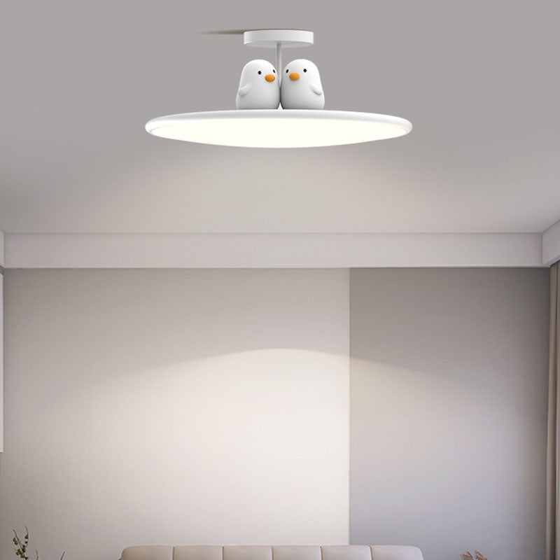 Modern Minimalist Animal Acrylic Iron LED Semi-Flush Mount Ceiling Light For Living Room & Bedroom