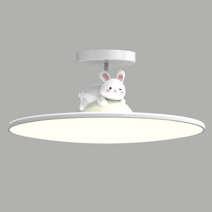Modern Minimalist Animal Acrylic Iron LED Semi-Flush Mount Ceiling Light For Living Room & Bedroom