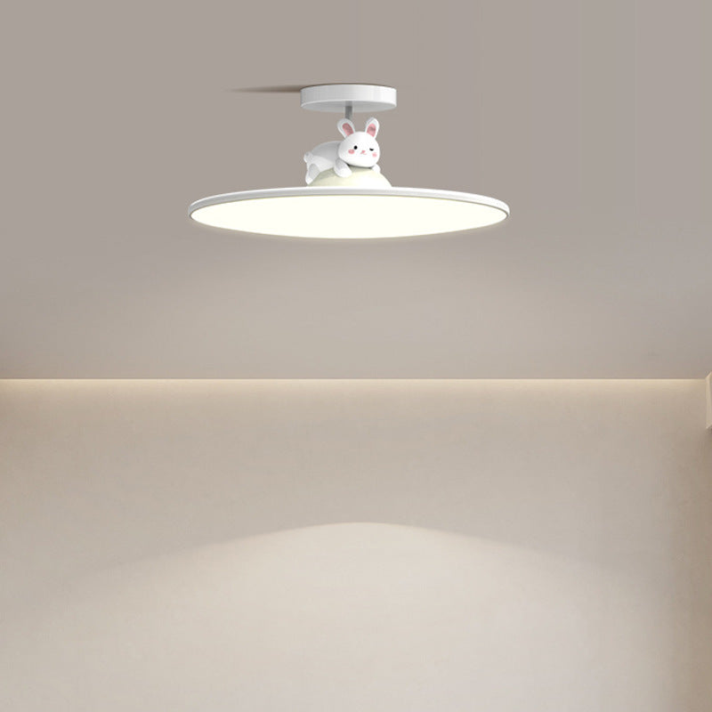Modern Minimalist Animal Acrylic Iron LED Semi-Flush Mount Ceiling Light For Living Room & Bedroom