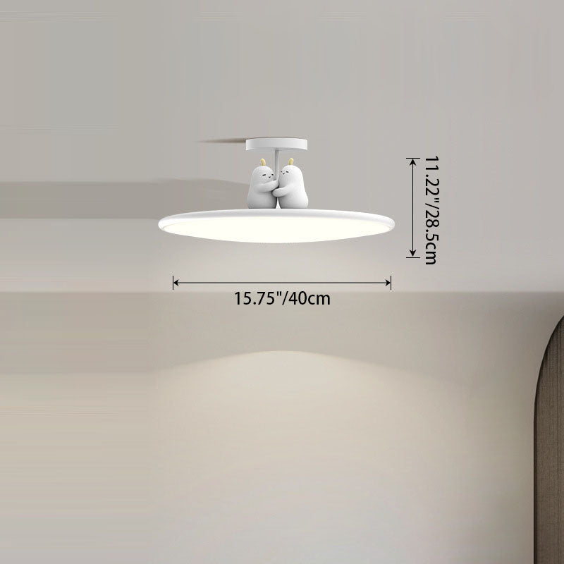 Modern Minimalist Animal Acrylic Iron LED Semi-Flush Mount Ceiling Light For Living Room & Bedroom