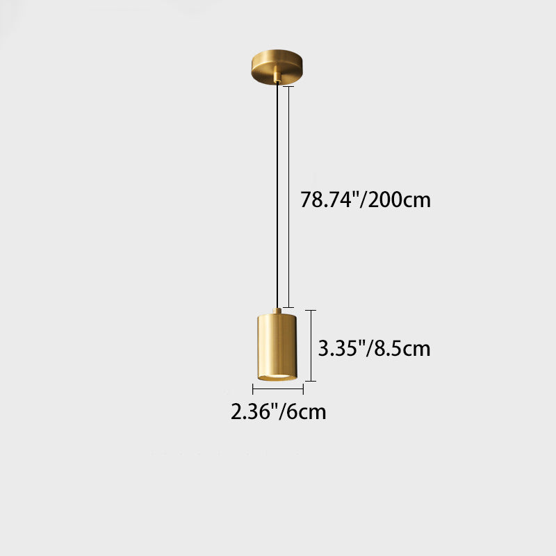 Modern Minimalist Cylinder Copper 1-Light Pendant Light For Living Room & Bedroom