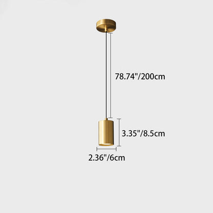 Modern Minimalist Cylinder Copper 1-Light Pendant Light For Living Room & Bedroom