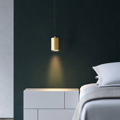 Modern Minimalist Cylinder Copper 1-Light Pendant Light For Living Room & Bedroom