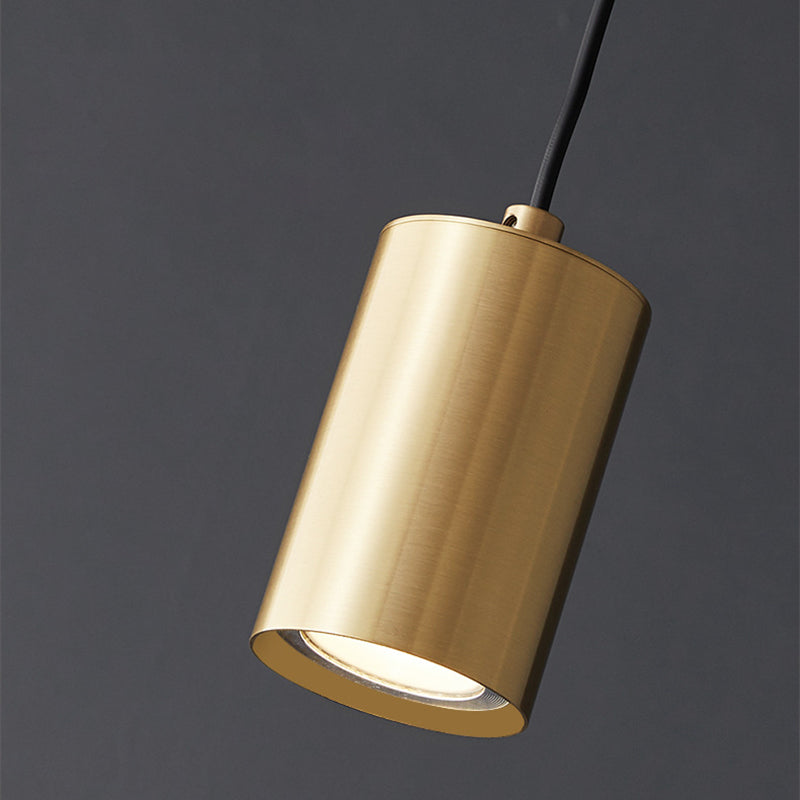Modern Minimalist Cylinder Copper 1-Light Pendant Light For Living Room & Bedroom