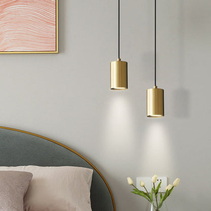 Modern Minimalist Cylinder Copper 1-Light Pendant Light For Living Room & Bedroom