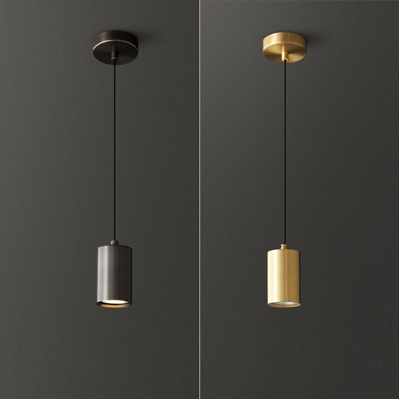 Modern Minimalist Cylinder Copper 1-Light Pendant Light For Living Room & Bedroom